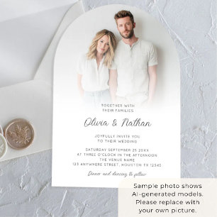 Invitations En Acrylique Mariage Superposition de Photo Élégante Minimalist