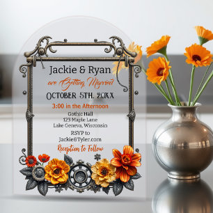 Invitations En Acrylique Mariage sur le thème Steampunk avec engrenages et