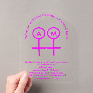 Invitations En Acrylique Mariage sur mesure Monogramme lesbiennes