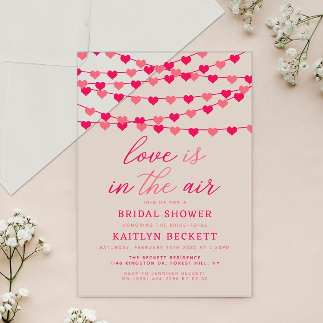 Invitations En Acrylique Mariage Suspendu Cœurs Amour Shower (Créateur téléchargé)