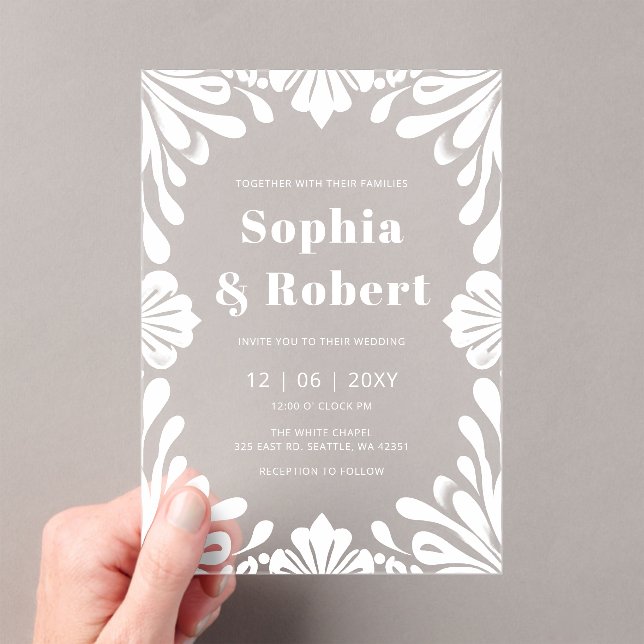 Invitations En Acrylique Mariage Talavera mexicain (In situ (ordinateur de poche))