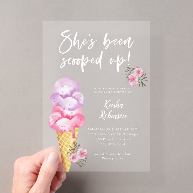 Invitations En Acrylique Mariage Thème Crème Glacée Rose (In situ (ordinateur de poche))