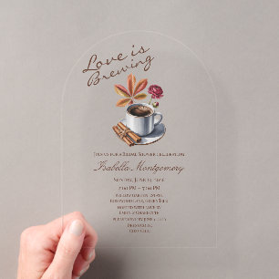 Invitations En Acrylique Mariage Thème Love Is Brewing Café Automnal