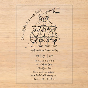 Invitations En Acrylique Mariage tour Champagne