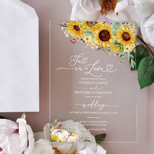 Invitations En Acrylique Mariage Tournesols Verdure Tombez Amoureux