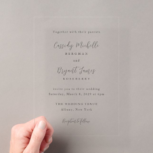 Invitations En Acrylique Mariage Traditionnel Élégant (In situ (ordinateur de poche))