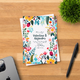 Invitations En Acrylique Mariage transparent mexicain Fleurs de Fiesta