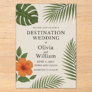 Invitations En Acrylique Mariage Tropical de Destination