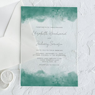 Invitations En Acrylique Mariage Turquoise de bordures d'aquarelle moderne