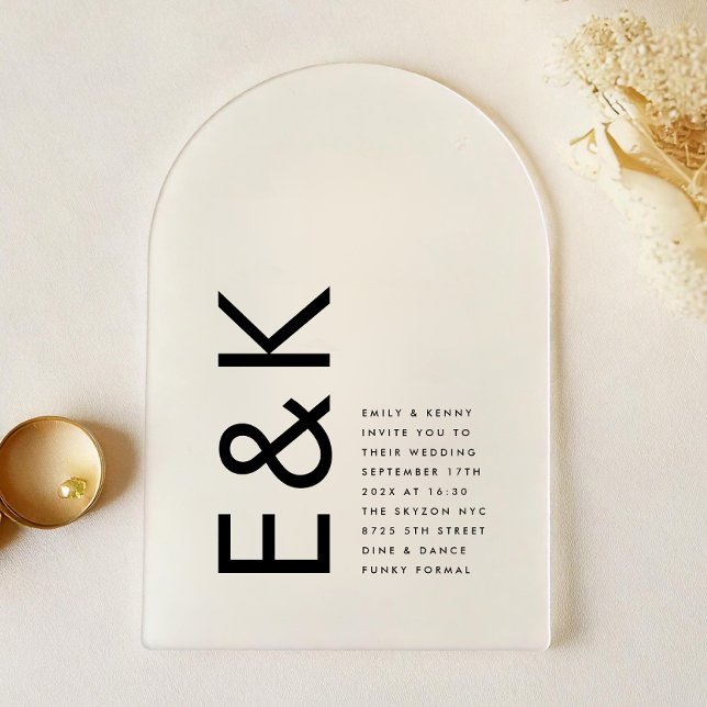 Invitations En Acrylique Mariage ultra moderne monogramme (Créateur téléchargé)