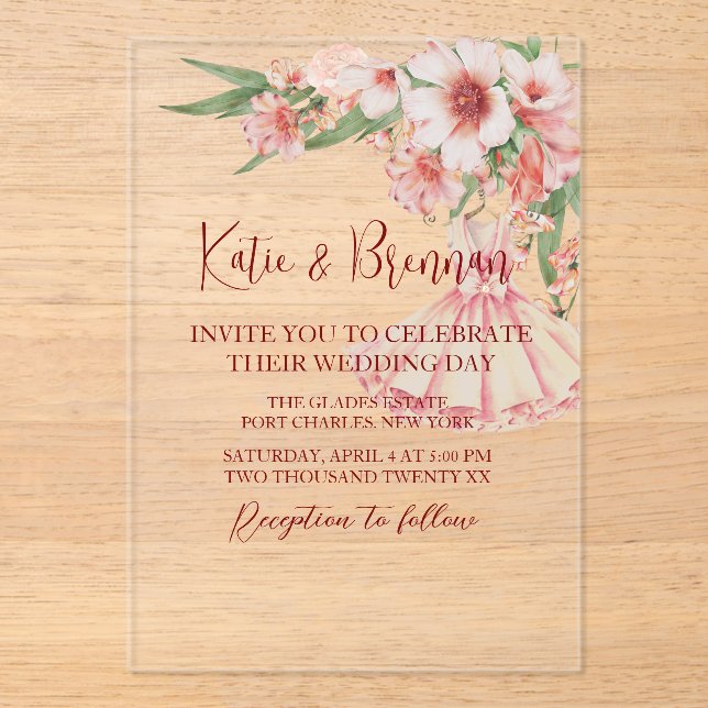 Invitations En Acrylique Mariage vintage (Recto)