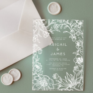 Invitations En Acrylique Mariage vintage de cadre botanique