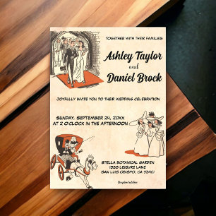 Invitations En Acrylique Mariage Vintage Rétro Fantaisiste Bande Dessinée d