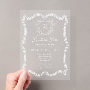 Invitations En Acrylique Mariée dans l'Amour Crête Florale Fête de Mariage