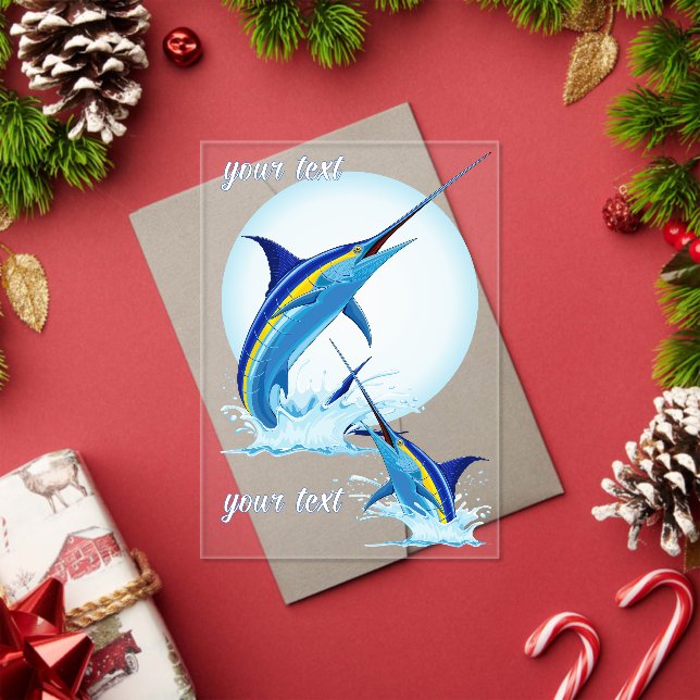 Invitations En Acrylique Marlin Bleu Jaillissant de l'Océan (Insitu (vacances))