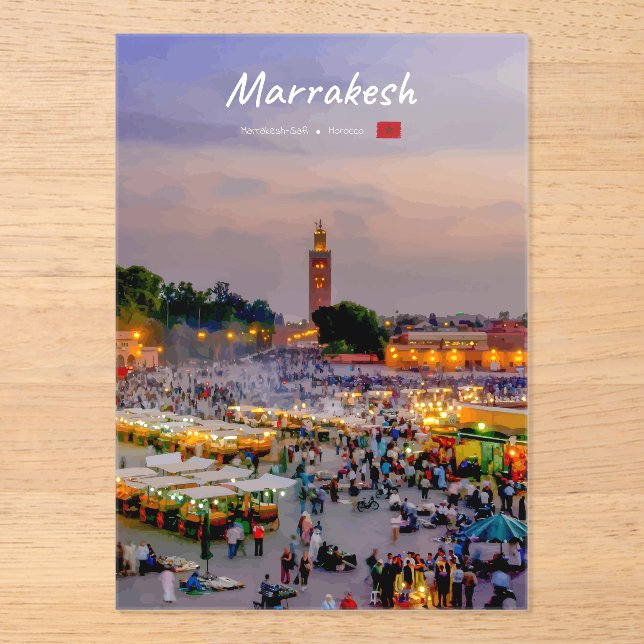 Invitations En Acrylique Marrakech, Maroc - Place Jemaa el Fnaa (Recto)