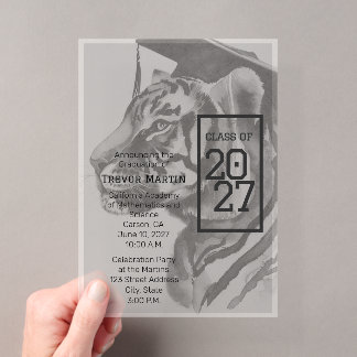Invitations En Acrylique Mascotte de tigre personnalisée pour la remise des