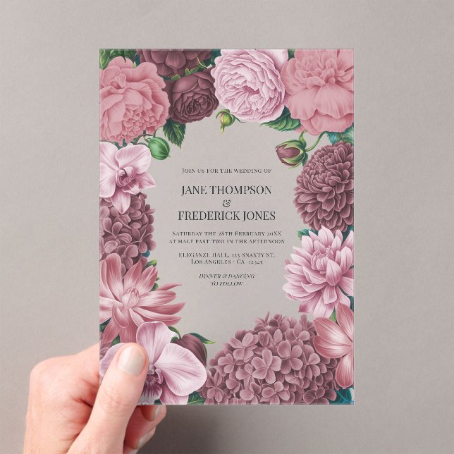 Invitations En Acrylique Mauve Smoke, Dusty Peony & Rosewater Clay Wedding (In situ (ordinateur de poche))