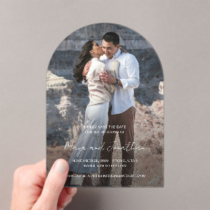 Invitations En Acrylique Maya Simple Photo Mariage moderne Enregistrer la d