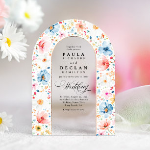 Invitations En Acrylique Meadow Fleurs sauvages Elegant Boho Arch Mariage