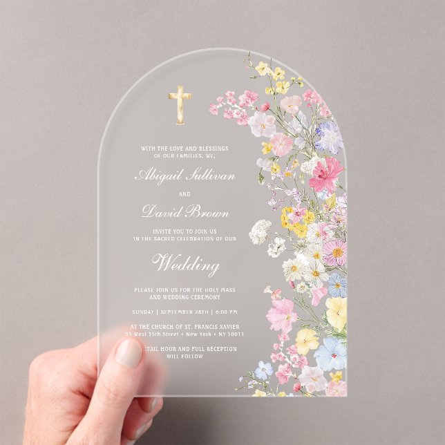 Invitations En Acrylique Meadow Flowers Arch Wedding (In situ (ordinateur de poche))