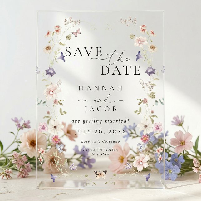 Invitations En Acrylique Meadow Wildflower Floral Photo Wedding (Créateur téléchargé)