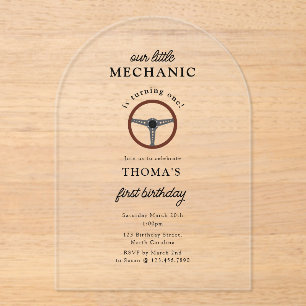 Invitations En Acrylique Mécanique automobile Outils Anniversaire de enfant