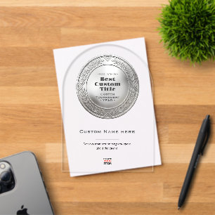 Invitations En Acrylique Médaille d'argent réaliste 3D personnalisable et m