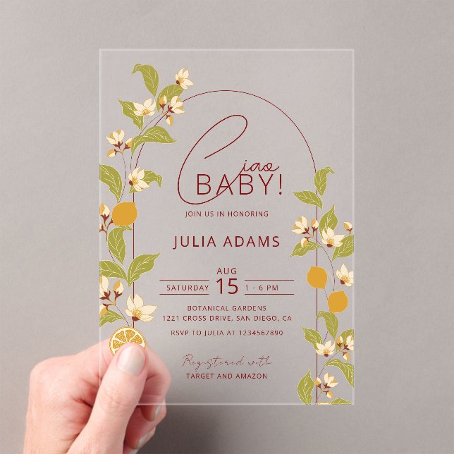 Invitations En Acrylique Mediterranean Lemon Amalfi Coast Baby Shower (In situ (ordinateur de poche))