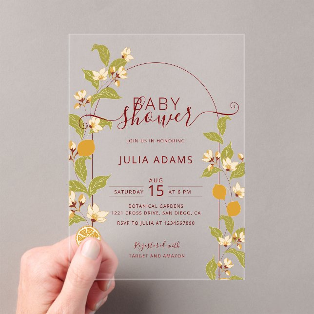 Invitations En Acrylique Mediterranean Lemon Amalfi Coast Baby Shower (In situ (ordinateur de poche))