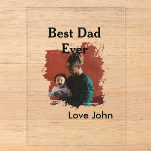 Invitations En Acrylique Meilleur papa du monde cadeau photo nom simple pou