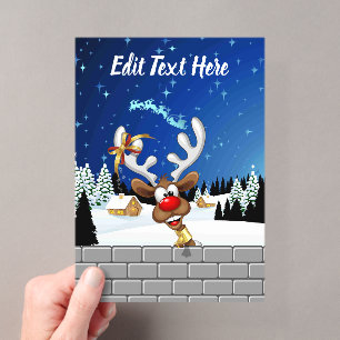 Invitations En Acrylique Mème de Noël drôle de renne qui regarde par-dessus