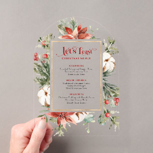 Invitations En Acrylique Menu de Noël Faisons la Fête Cadre de Noël Festif