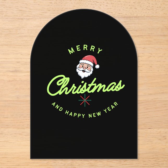 Invitations En Acrylique Merry Christmas and Happy New Year (Recto)