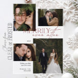 Invitations En Acrylique Merveilleusement jamais après Red Script 4 photo<br><div class="desc">Cette charmante carte de vacances en acrylique saisit la magie de la saison, mettant en valeur votre histoire d'amour avec quatre photos profondes. Le script "MERRILY ever after", audacieux et festif, donne le ton, alors que vos moments joyeux s'animent dans le cadre. Des promenades d'hiver douillettes aux embrassades intimes sous...</div>