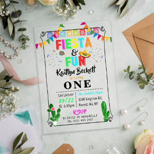 Invitations En Acrylique Mexican Fiesta & Fun 1er Anniversaire
