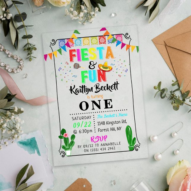 Invitations En Acrylique Mexican Fiesta & Fun 1er Anniversaire (Créateur téléchargé)