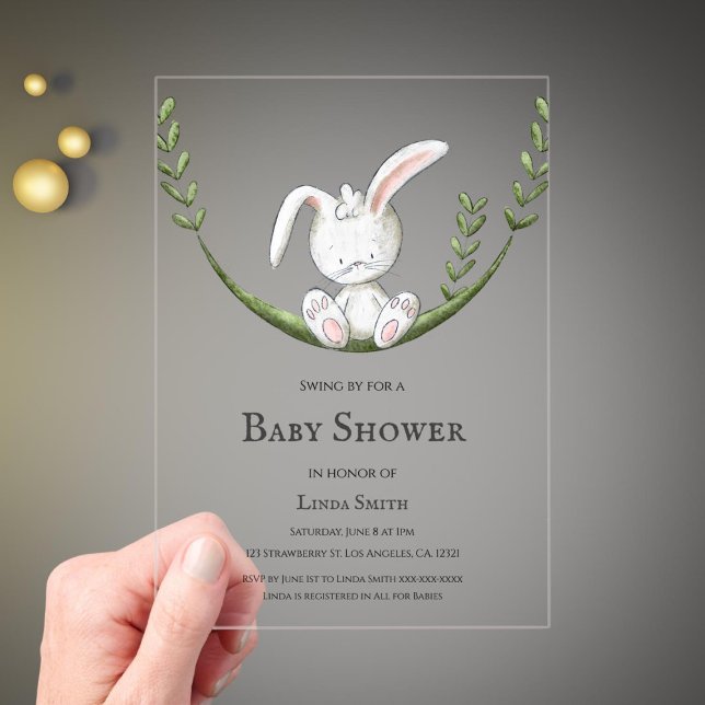 Invitations En Acrylique Mignonne lapin lapin Baby shower neutre genre (Créateur téléchargé)
