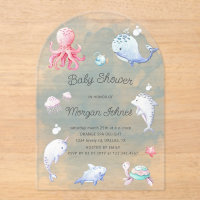 Mignonne sous le Baby shower d'aquarelle de mer