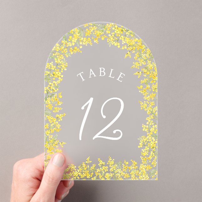 Invitations En Acrylique Mimosa Acrylic Table Number (In situ (ordinateur de poche))