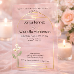 Invitations En Acrylique Minimal Art Nouveau Gold Arch Lily Wedding Blush