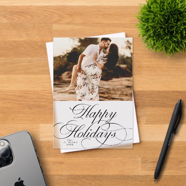 Invitations En Acrylique Minimal Elegant Holiday 1 Photo Christmas Card (Insitu (Carte d'invitation))