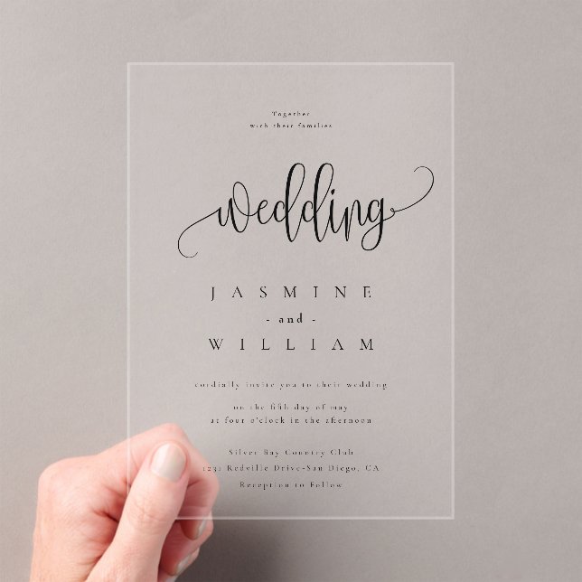 Invitations En Acrylique Minimal et chic | Mariage rouge magenta (In situ (ordinateur de poche))