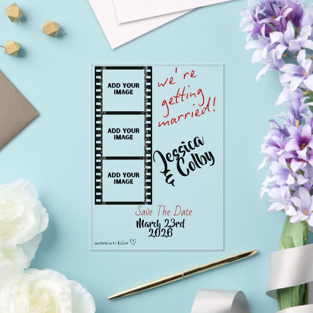 Invitations En Acrylique Minimal Photo Faire Part Date Personnalisé Moderne (Insitu (Mariage))