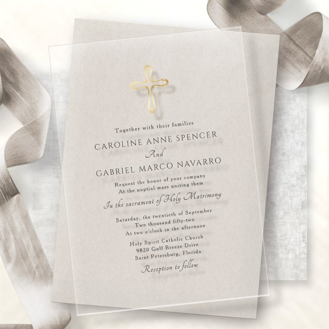 Invitations En Acrylique Minimalist Catholic Mass Wedding (Créateur téléchargé)