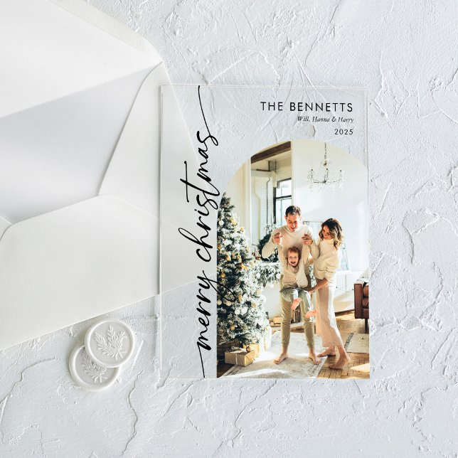 Invitations En Acrylique Minimalist Photo Merry Christmas Card (Créateur téléchargé)