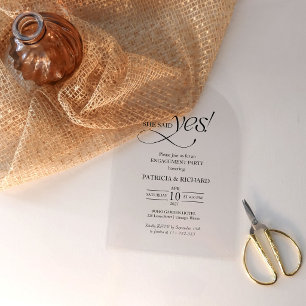 Invitations En Acrylique Minimaliste Arche Elle a Dit Oui Fête de Fiançaill