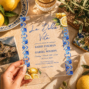Invitations En Acrylique Minimaliste La Dolce Vita Italien Citron Mariage