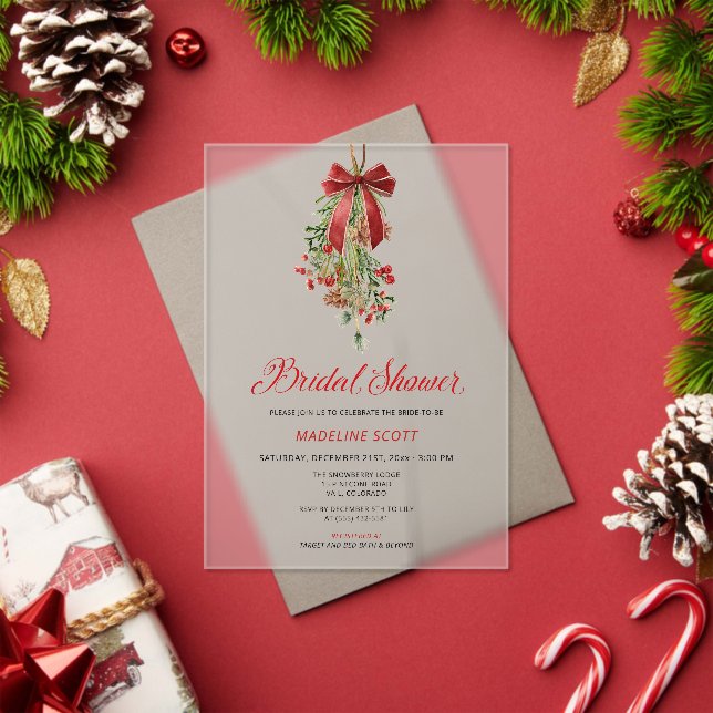 Invitations En Acrylique Mistletoe Christmas Winter Bridal Shower (Insitu (vacances))