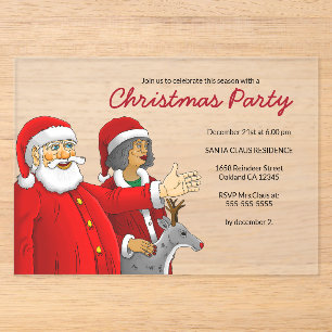 Invitations En Acrylique Mme Santa et la fête de Noël du Père Noël